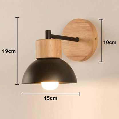 DecorBites™ Black Wooden Wall Light Modern E27 LED Sconce Living Room Decor