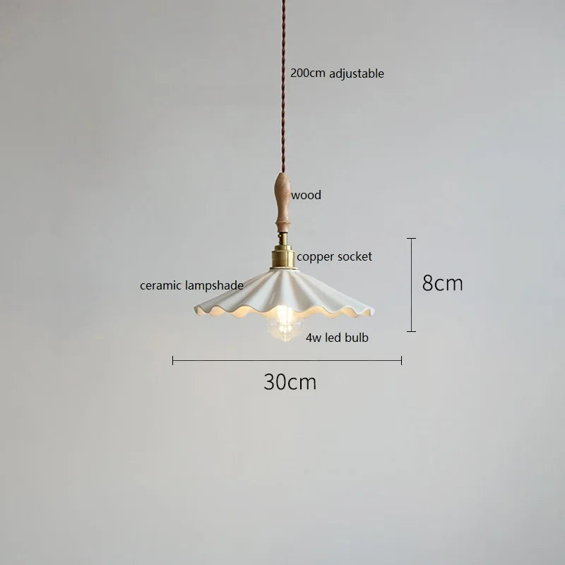 DecorBites™ Ceramic LED Pendant Light: 30CM, Home Decor, Bedroom, Living Room, Dinning, Wood & Copper Socket