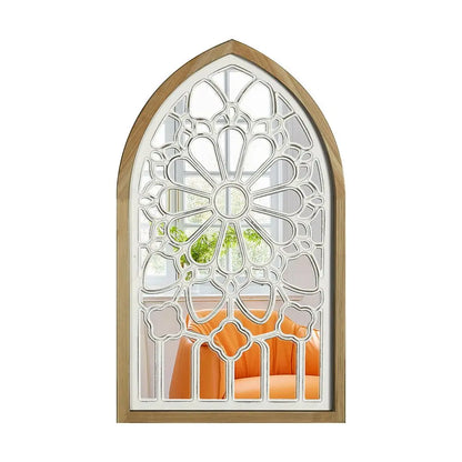DecorBites™ Gothic Rose Window Carved Mirror for Wall Decor in Living Room or Bedroom