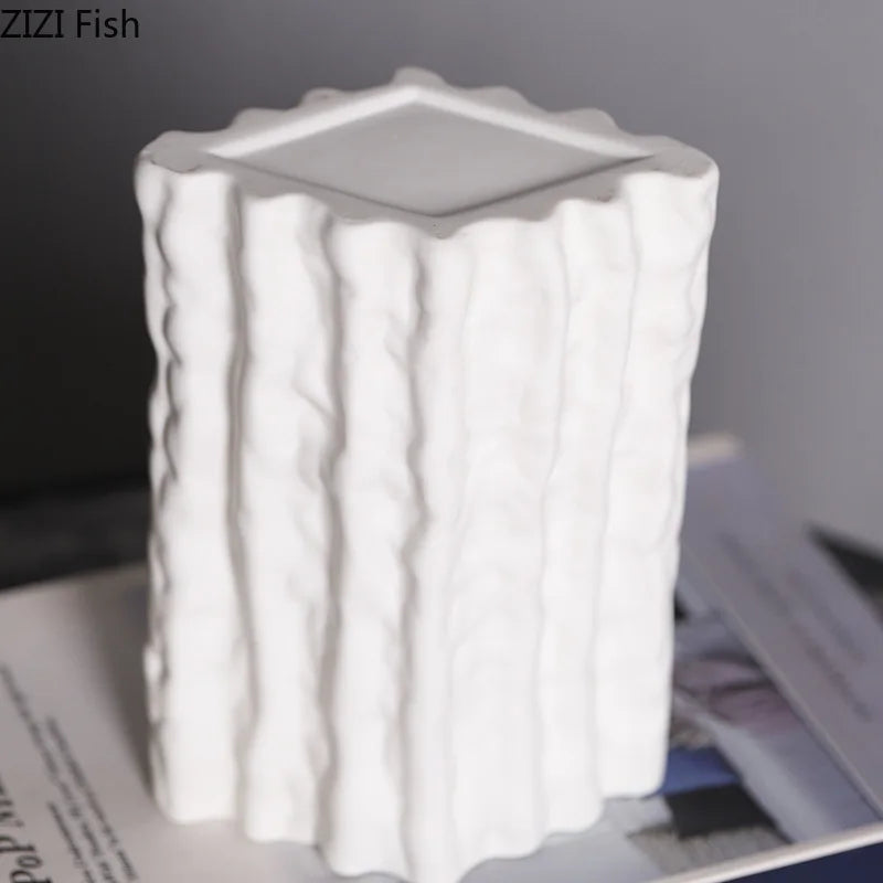 DecorBites™ Glacial Ceramic Vase: Hydroponic Flower Pots, Desk Decoration, Room Aesthetic Decor