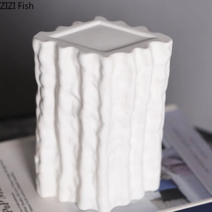 DecorBites™ Glacial Ceramic Vase: Hydroponic Flower Pots, Desk Decoration, Room Aesthetic Decor