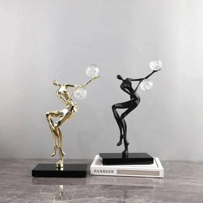 DecorBites™ Golden Man Dancing Crystal Ball Acrobatic Sculpture Figure for Home Decor