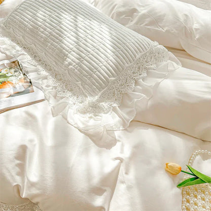 DecorBites™ Lace Ruffles Princess Style 100% Cotton Bedding Set