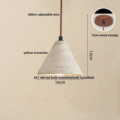 DecorBites™ LED Pendant Lamp Yellow Travertine Japanese Style Adjustable Hanging Lights