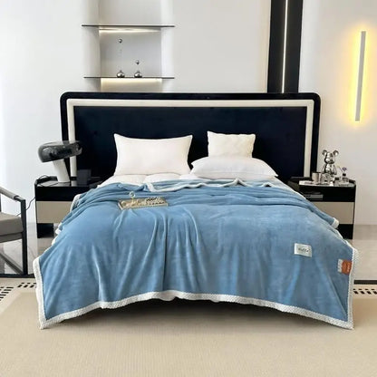 DecorBites™ Cozy Flannel Nap Blanket - Solid Color Warmth