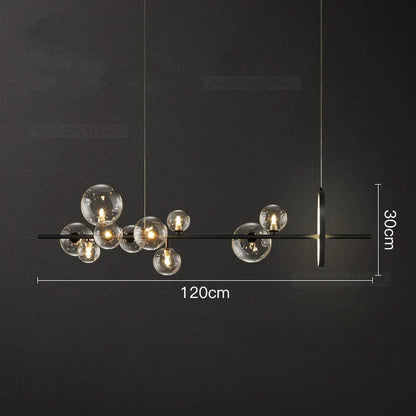 DecorBites™ Glass Ball LED Chandelier: Modern Long Pendant Lighting for Living Room and Shop