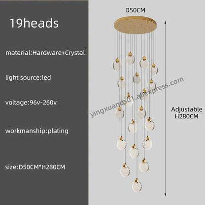 DecorBites™ Crystal Chandelier Pendant Light for Luxury Staircase