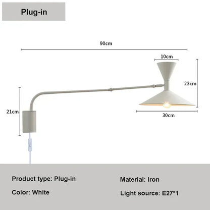 DecorBites™ Adjustable Long Arm Wall Lamp for Reading, Bedroom, LED Minimalist Swing Lighting