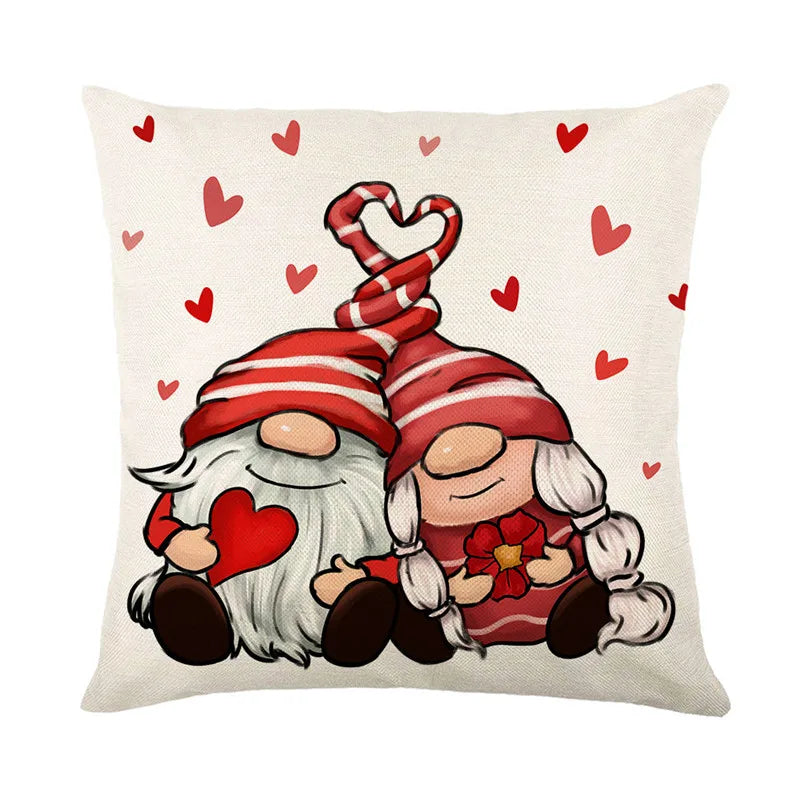 DecorBites™ Cartoon Cat Linen Pillowcase 45x45cm Couple Love Cushion Covers for Living Room