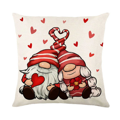 DecorBites™ Cartoon Cat Linen Pillowcase 45x45cm Couple Love Cushion Covers for Living Room