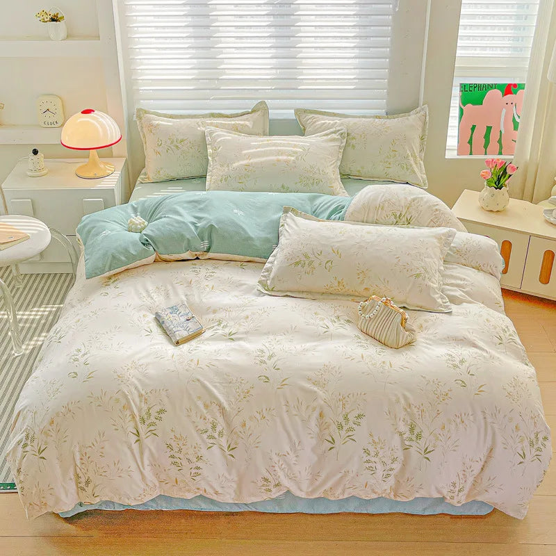 DecorBites™ Cozy Cotton Bedding Set for Double Bed, Autumn Winter Duvet Cover Kit
