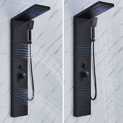DecorBites™ Black LED Shower Column with Massage Jets and Waterfall Mixer Tap