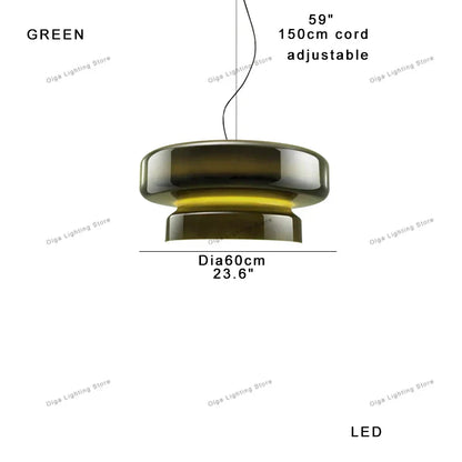 DecorBites™ Amber Green Glass Pendant Light Modern Round Dining Table Decor