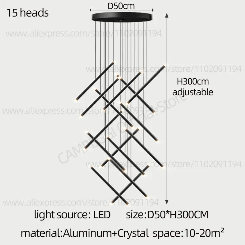 DecorBites™ LED Staircase Pendant Chandelier, Modern Nordic Restaurant Hanging Light