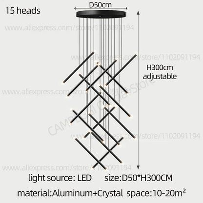 DecorBites™ LED Staircase Pendant Chandelier, Modern Nordic Restaurant Hanging Light