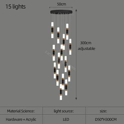 DecorBites™ LED Chandelier Stairway Lamp Dining Table Kitchen Lighting Acrylic Chandelier