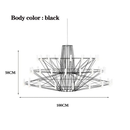 DecorBites™ Luxe Iron Wire Round LED Chandelier for Living & Dining Room