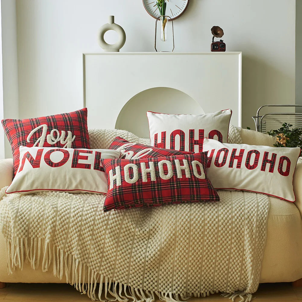 DecorBites™ Christmas Plaid Print Pillow Case Set - Festive Holiday Home Decor