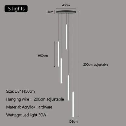 Acrylic Stair Pendant Lights for Modern Villa Decor - DecorBites™ Duplex Loft LED Chandelier