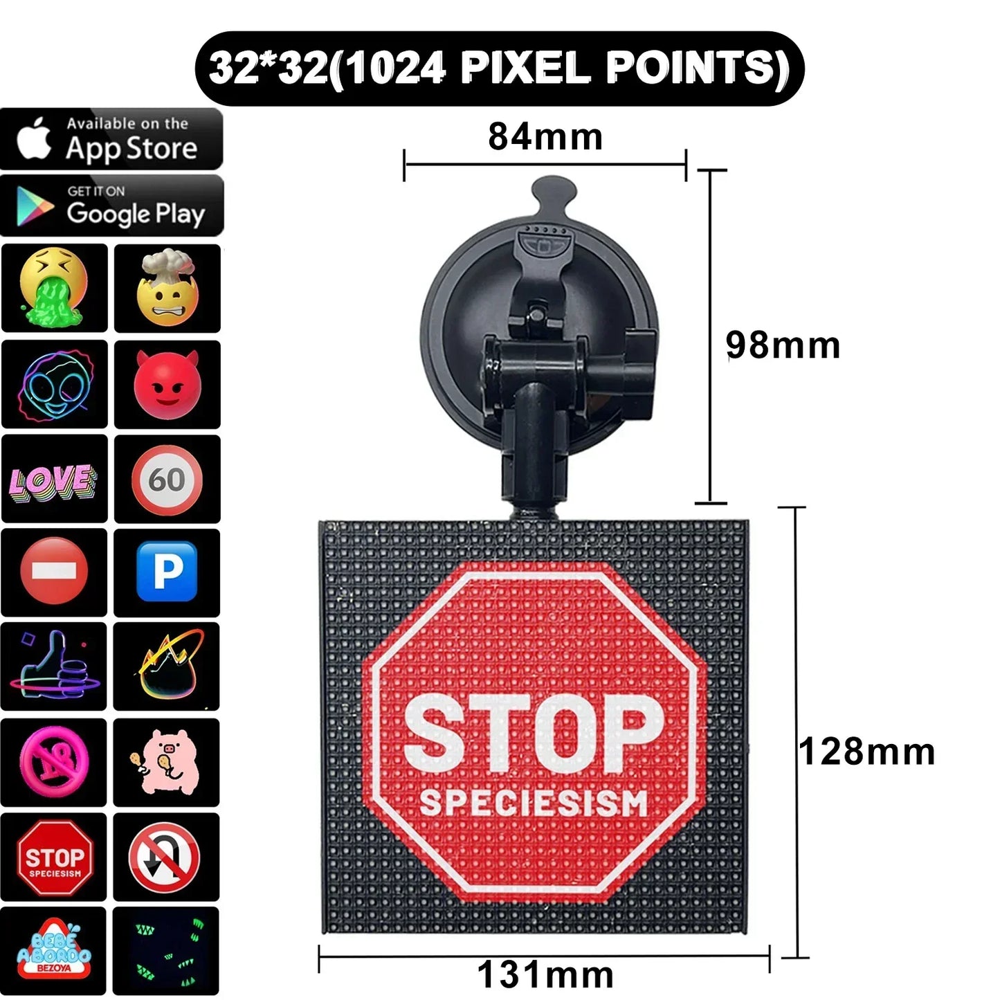 DecorBites™ LED Car Sign Screen with Custom Text Animation - 32x32 Pixel Display