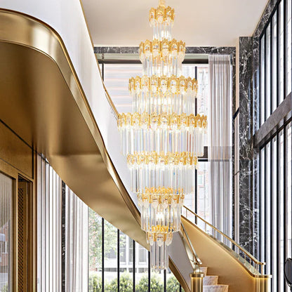 DecorBites™ Crystal Staircase Chandelier: Luxurious European Style for Villa Living