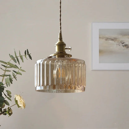DecorBites™ Amber Glass LED Hanging Lamp - Adjustable Nordic Stair Pendant Light