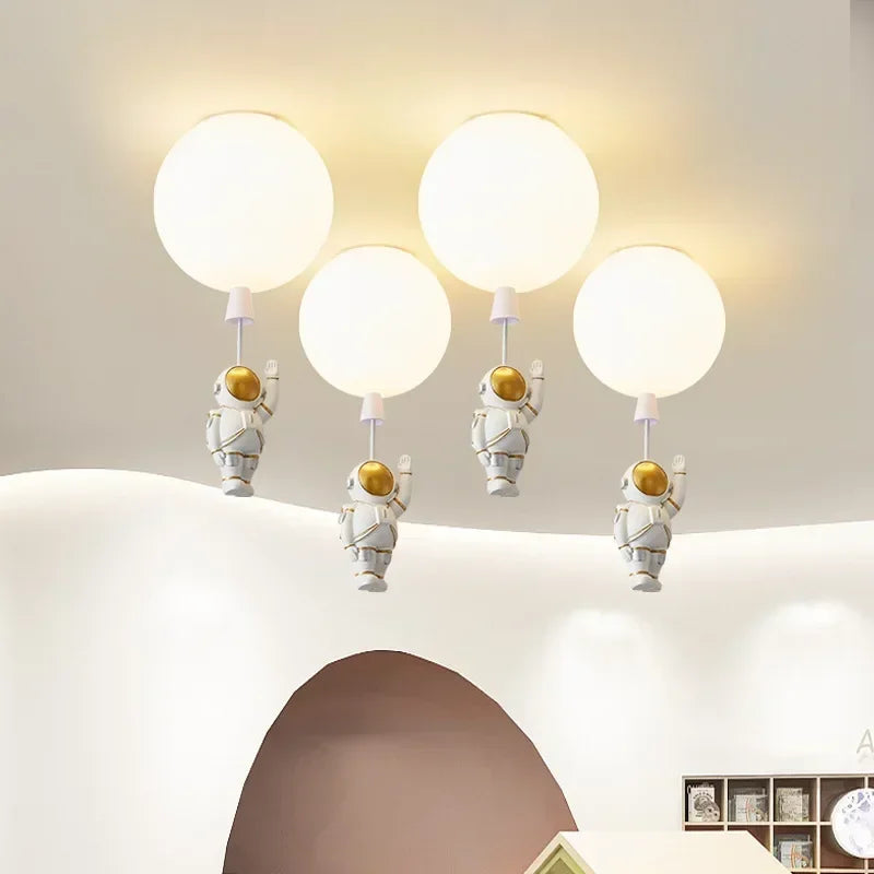 DecorBites™ Astronaut Balloon Ceiling Lamp: Modern Minimalist LED Chandelier for Kids' Room