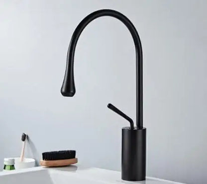 DecorBites™ Brushed Gold/Black/White Basin Faucet with Single Handle Swivel Sink Water Crane
