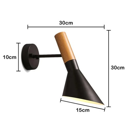 DecorBites™ Black Wooden Wall Light Modern E27 LED Sconce Living Room Decor