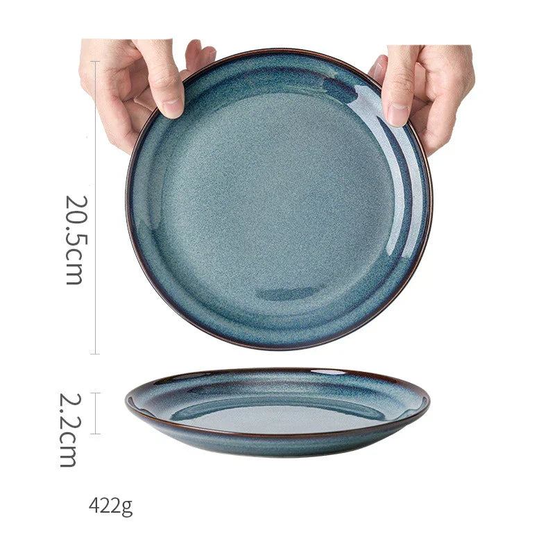 DecorBites™ Beautiful Blue Ceramic Bowl Kiln Dinnerware Dish