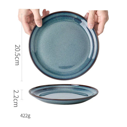 DecorBites™ Beautiful Blue Ceramic Bowl Kiln Dinnerware Dish