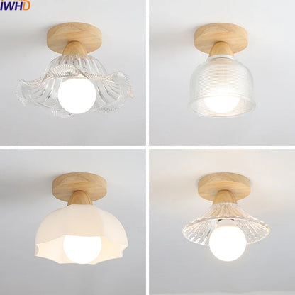 DecorBites™ LED Ceiling Lamp Modern Style Wood Glass Luminaria