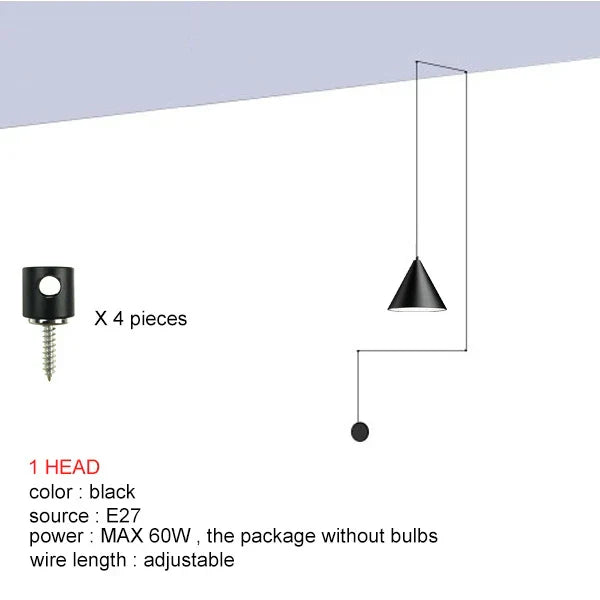 DecorBites™ Black LED Pendant Chandelier for Modern Bedroom Dining Room Art Decor