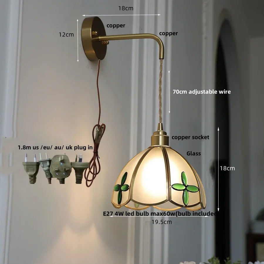 DecorBites™ Amber Glass LED Wall Light for Bedroom & Staircase - Modern Nordic Plug-In Fixture