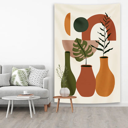 DecorBites™ Abstract Geometric Plant Print Hanging Tapestry Yoga Mat Living Room Decor