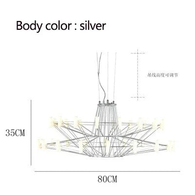 DecorBites™ Luxe Iron Wire Round LED Chandelier for Living & Dining Room