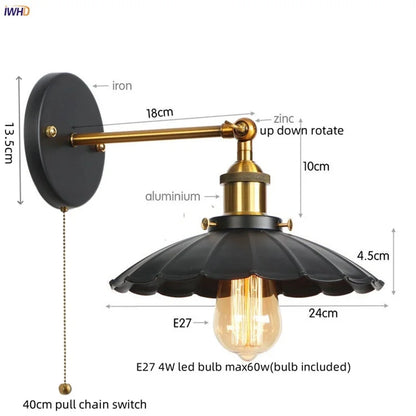DecorBites™ Gold Industrial LED Wall Lamp for Loft Stair & Bedroom Lighting