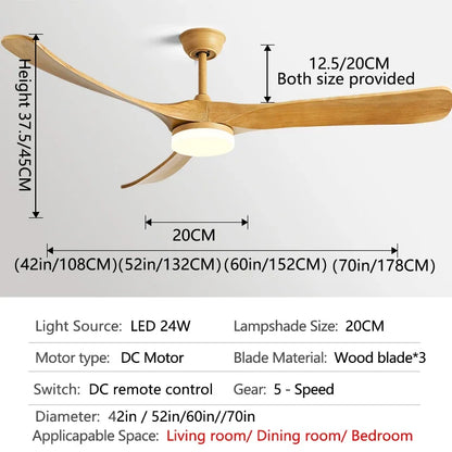 DecorBites™ 70" Wooden Ceiling Fan with Reversible Motor for Year-Round Comfort