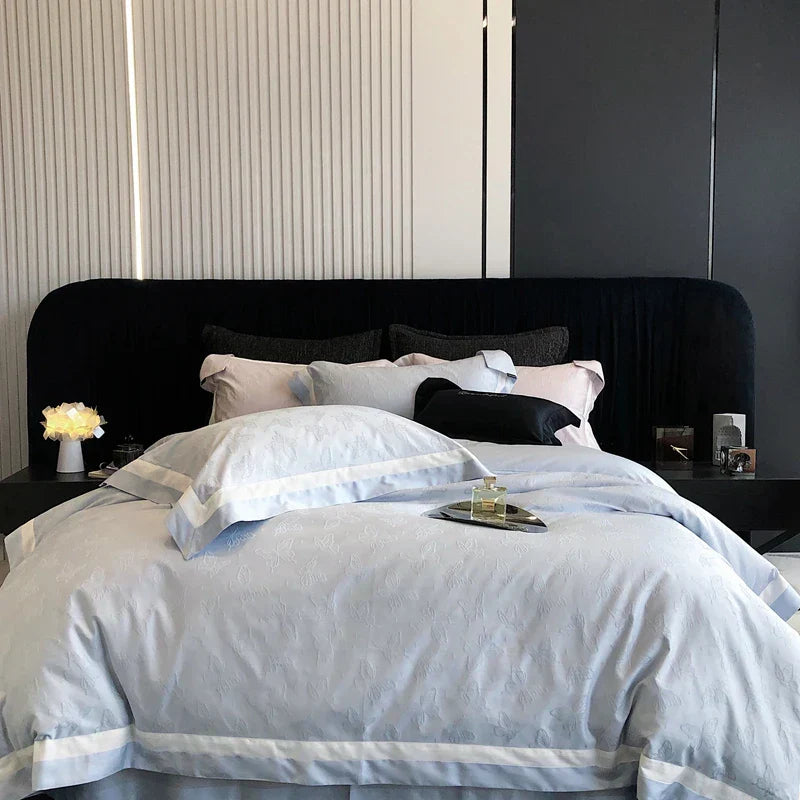 DecorBites™ Butterfly Jacquard Bedding Set - 4Pcs Brushed Lyocell Cotton Duvet Cover & Sheet