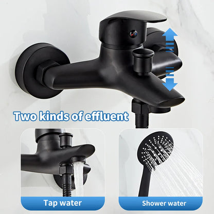DecorBites™ Black Brass Single Handle Shower Faucet Set with Hand Shower Head