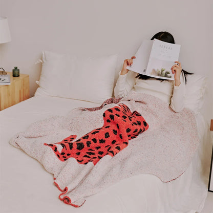 DecorBites™ Hairy Furry Leopard Pattern Blanket