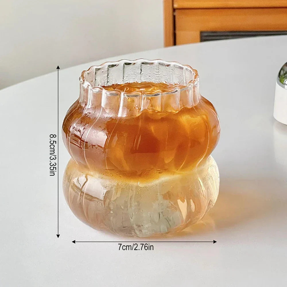 DecorBites™ 650ml Latte Ribbed Cocktail Glass Set, Nordic Style Phnom Penh Water Juice Cup