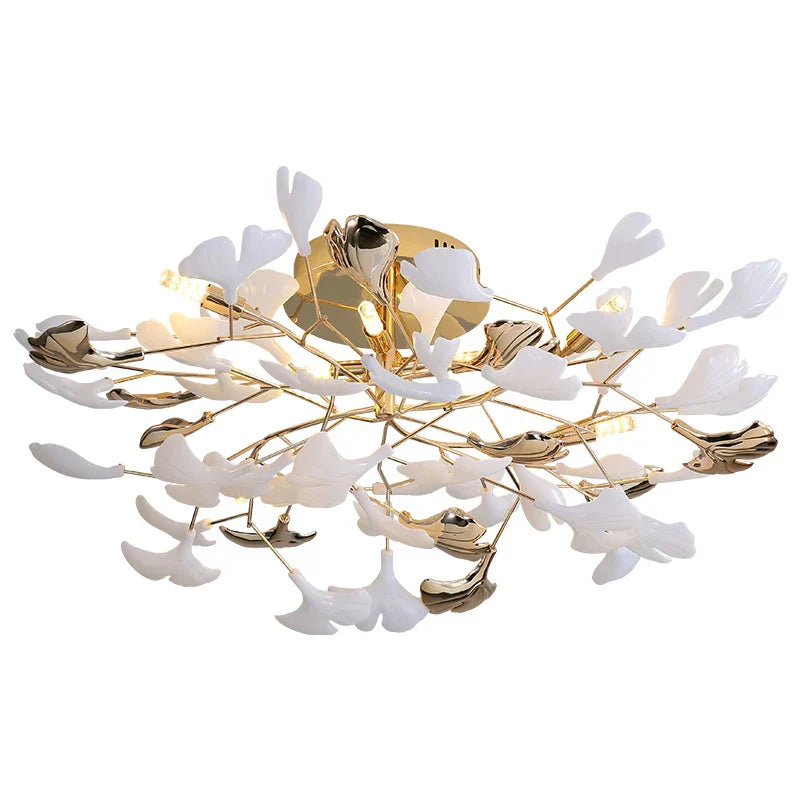 DecorBites™ Ginkgo Leaf Bedroom Lamp: Post-modern Romantic Art Ceiling Light for Master Bedroom