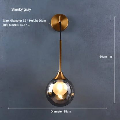 DecorBites™ Glass Ball Gold Wall Lamp Modern Sconce Nordic Light Fixture for Living Bedroom