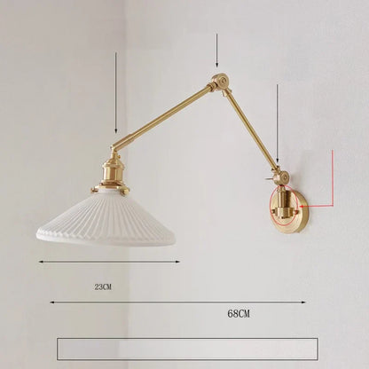DecorBites™ Ceramic Copper LED Wall Lamp with Adjustable Long Arm Swing
