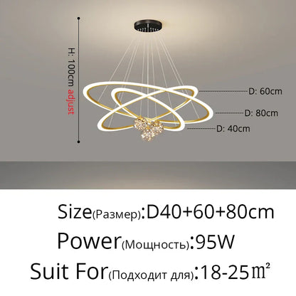 DecorBites™ Circle Ring Pendant Chandelier for Living Room Bedroom Restaurant Ceiling Lighting