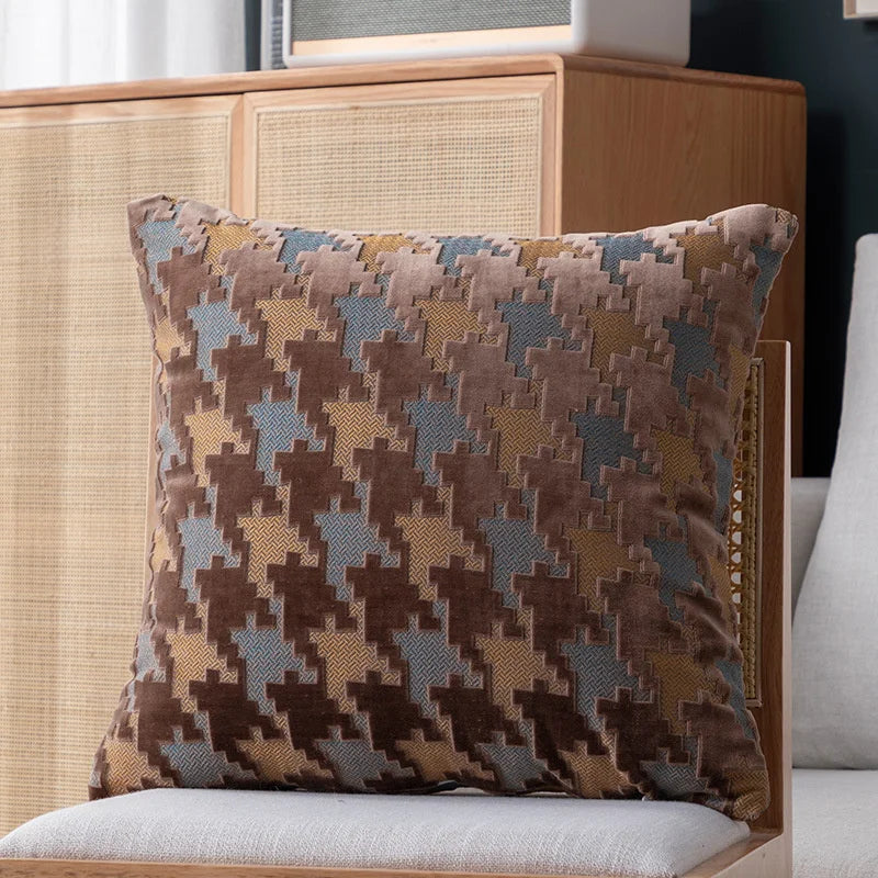 DecorBites™ Houndstooth Luxury Pillow Cover 45x45cm - High-end Decorative Sofa Cushion Case