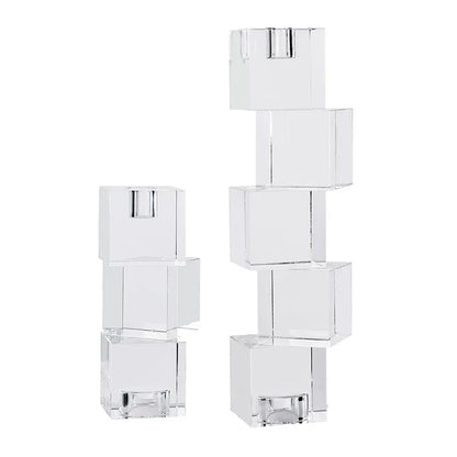 DecorBites™ Geometric Crystal Glass Candle Holder - Home Decor Accent
