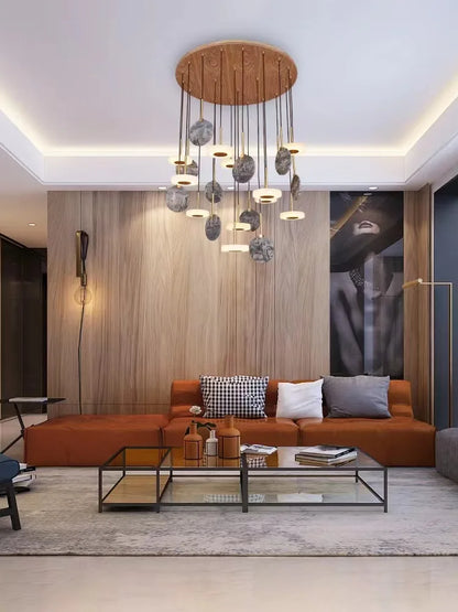 DecorBites™ Burlywood Marble LED Ceiling Chandelier for Living Room