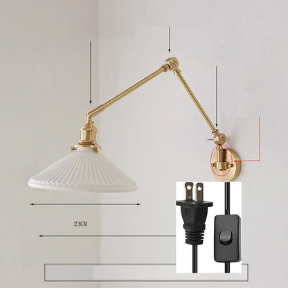 DecorBites™ Ceramic Copper LED Wall Lamp with Adjustable Long Arm Swing